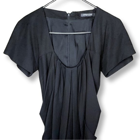 [ PATRITZIA PEPE ] Black Layered Drape Plunge Neck Cocktail Dress : Sz 42 - Picture 3 of 6